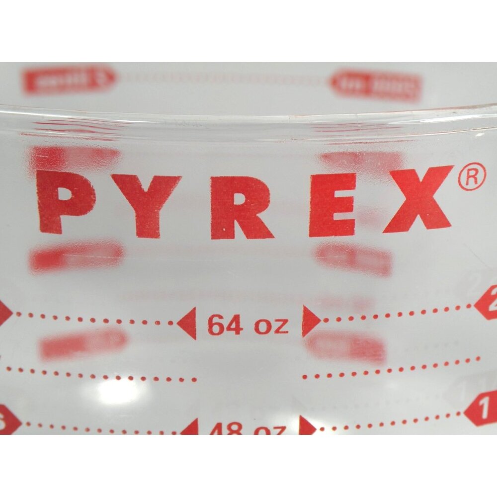 PYREX RARE Red  Vintage All Capital Letters 2 Quart / 8 Cup Glass PYREX Large Gl